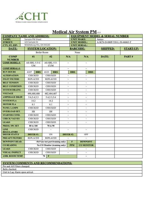 Sample PM Sheet from CHT